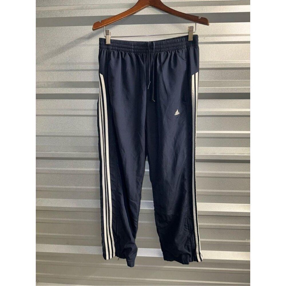Adidas Men's Blue White Joggers Ankle Zip Track old school vintage Size XL